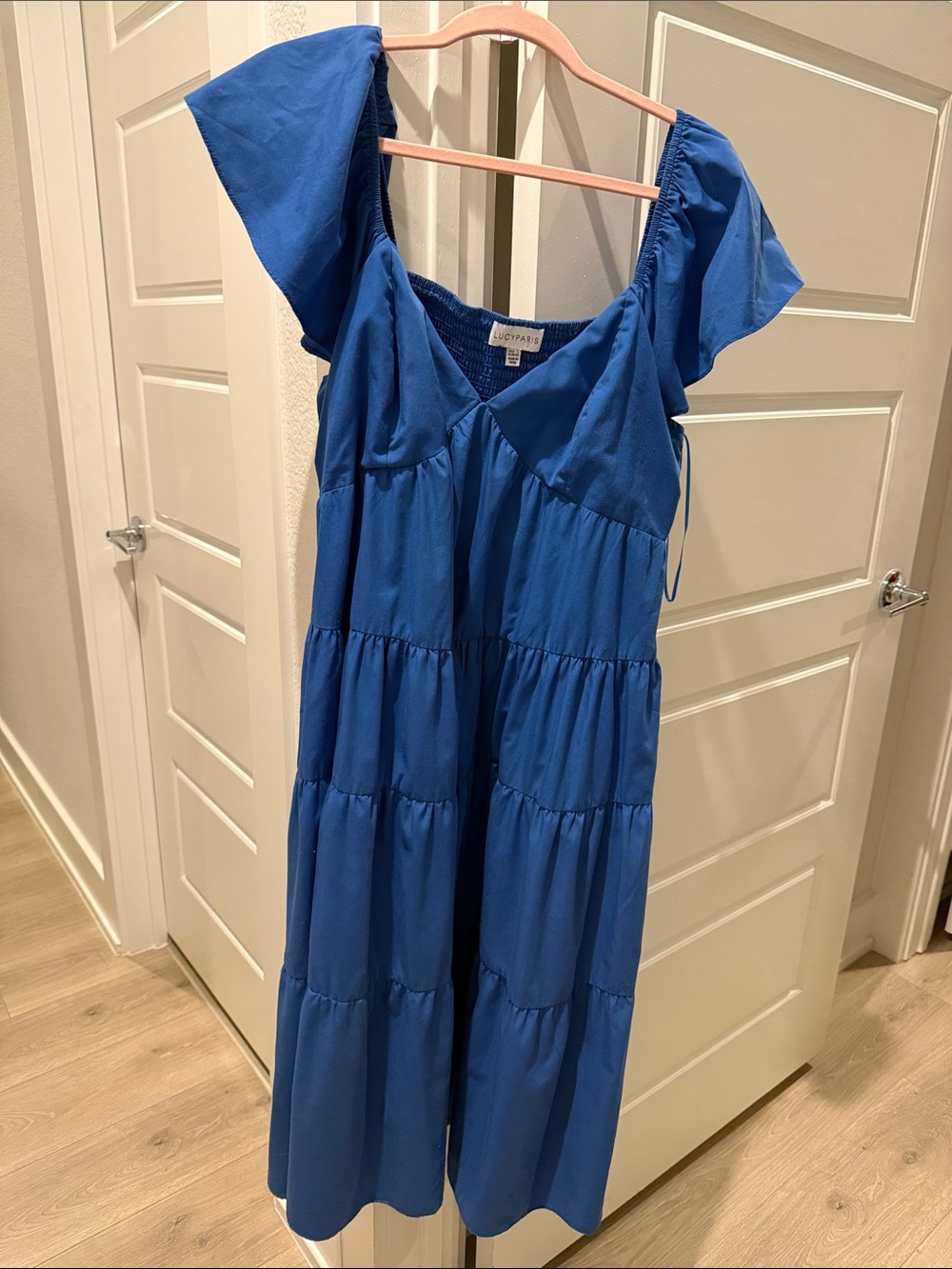 Lucy Paris Cobalt Blue V-Neck Tiered Dress